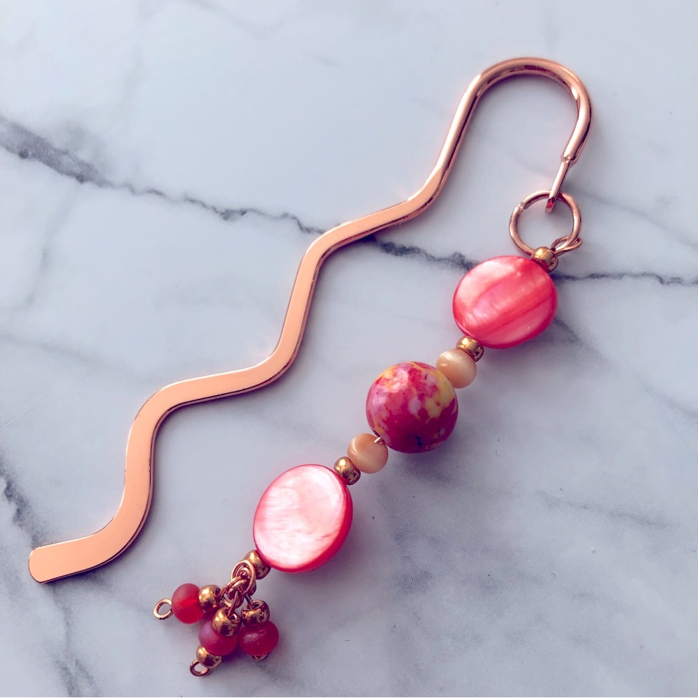 New Bookmark Hand Crafted Coral Pink